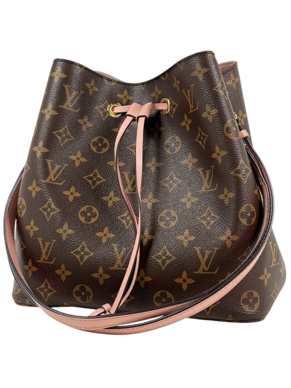 Louis Vuitton Neo Noe Shoulder Bag Drawstring Monogram Rose Poudre Brown